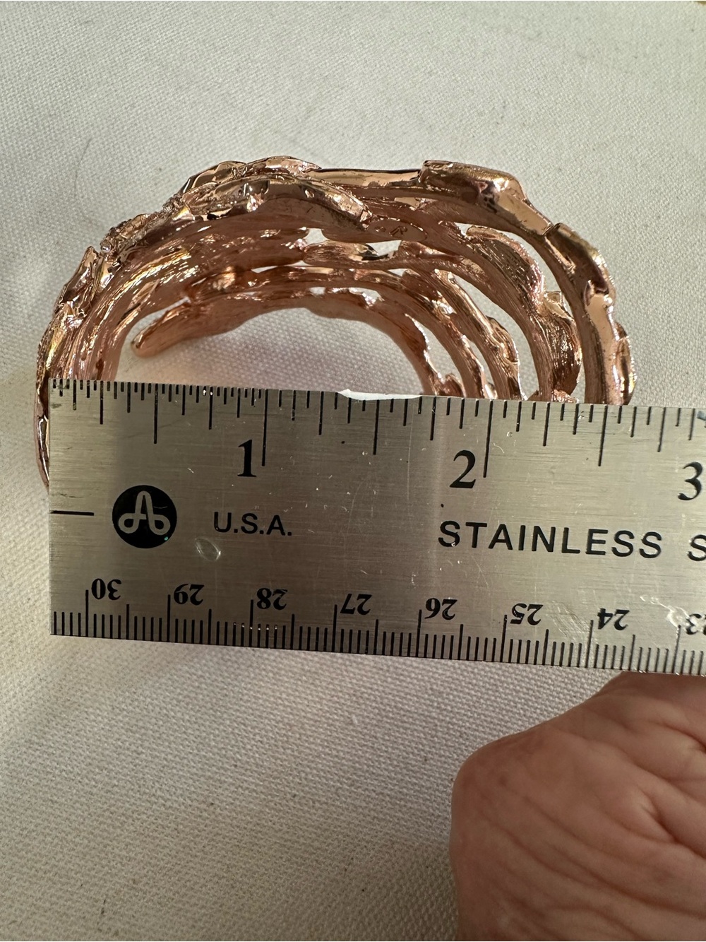 Lauren Ralph Lauren Rose Gold Leaf Cuff Bracelet with Crystals - Picture 3 of 7